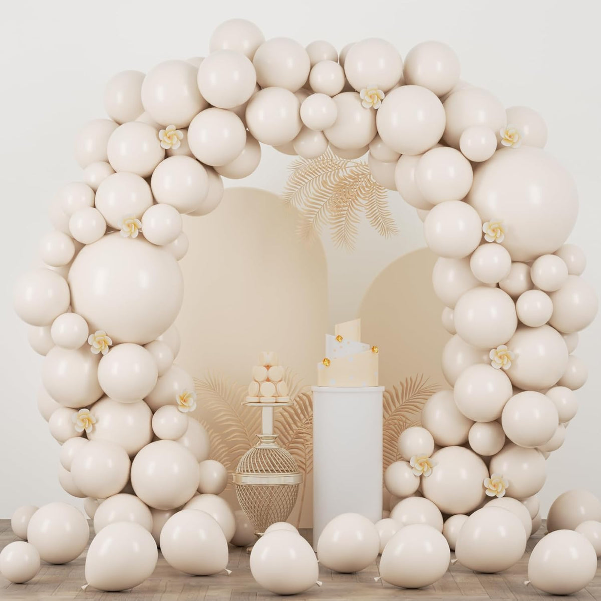 90pack White Sand Balloons Different Size 18/12/10/5 Inch Sand White Balloon Garland Arch Kit for