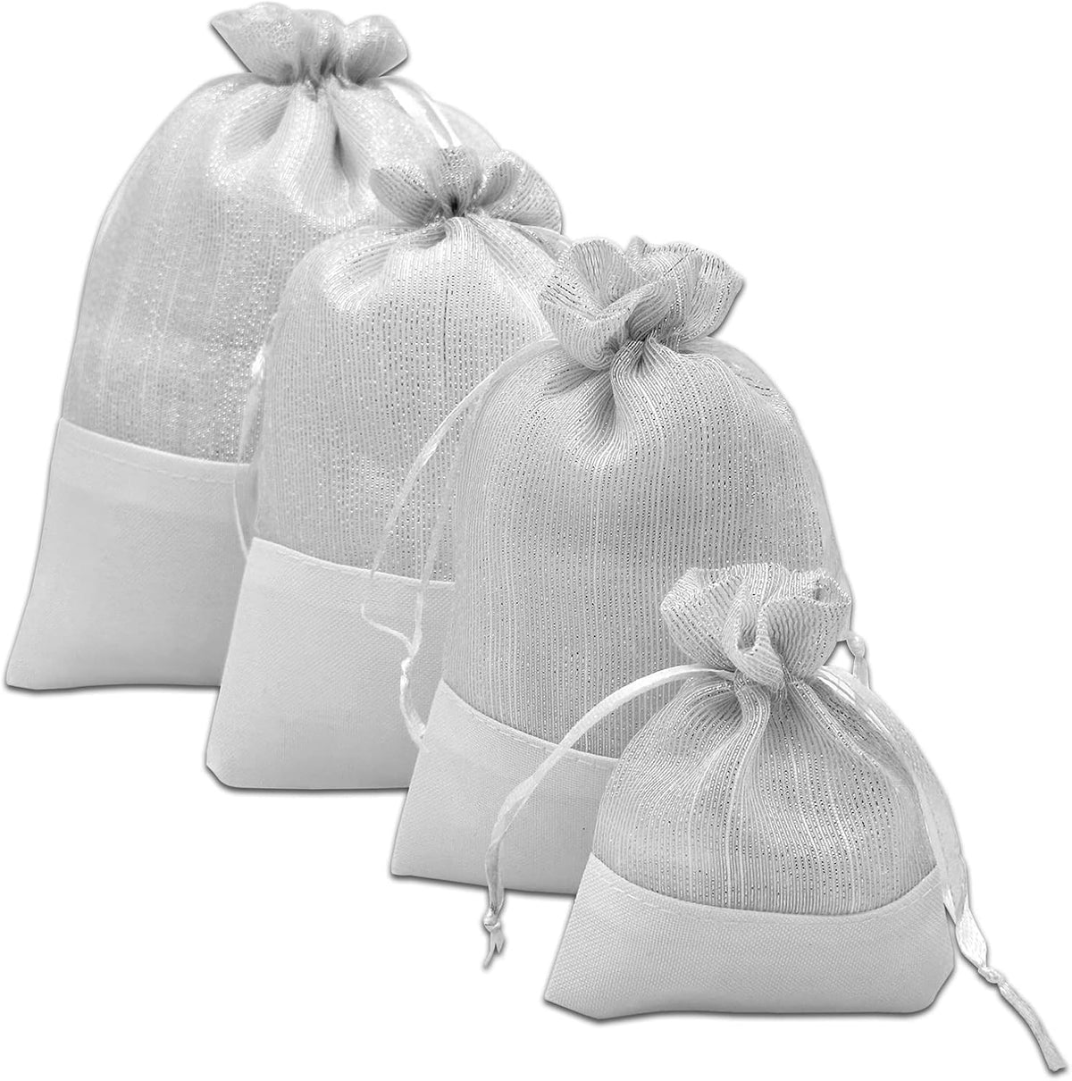 TheDisplayGuys For Your Modern Living 24-Pack Linen & White Organza Gift Bags with Drawstrings