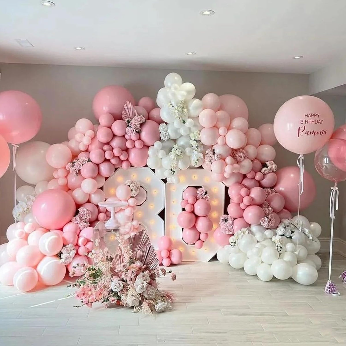 412Pcs Pink Balloon Arch Garland Kit,18 12 10 5 Inch Pink White Balloon Arch Garland Kit Include