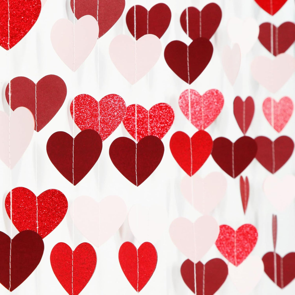 Party Decorations Pink-Red Heart-Garland - 52ft Burgundy Proposal Special Night Galentines Hanging