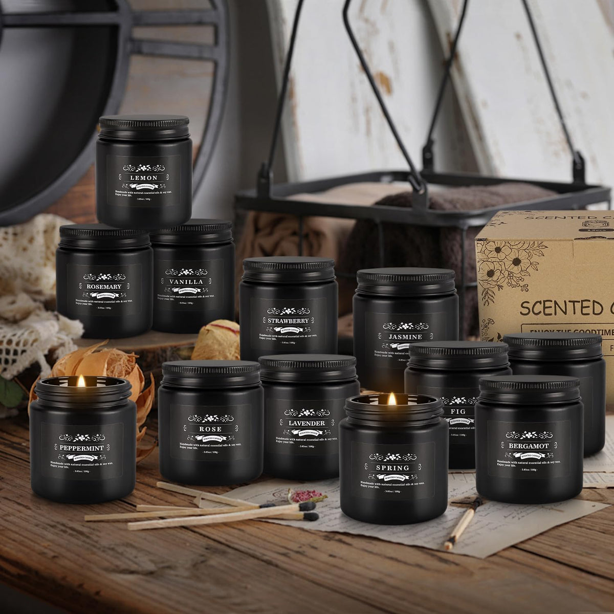 12 Pcs Halloween Scented Candles with Added Natural Essential Oils, 3.05oz, Suitable for Various