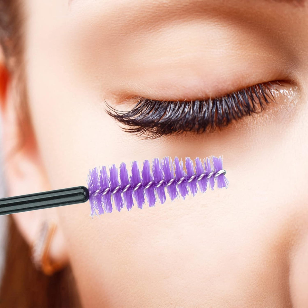 G2PLUS 100PCS Disposable Eyelash Brushes, Adjustable Mascara Wands Makeup Applicator, Lash Spoolies