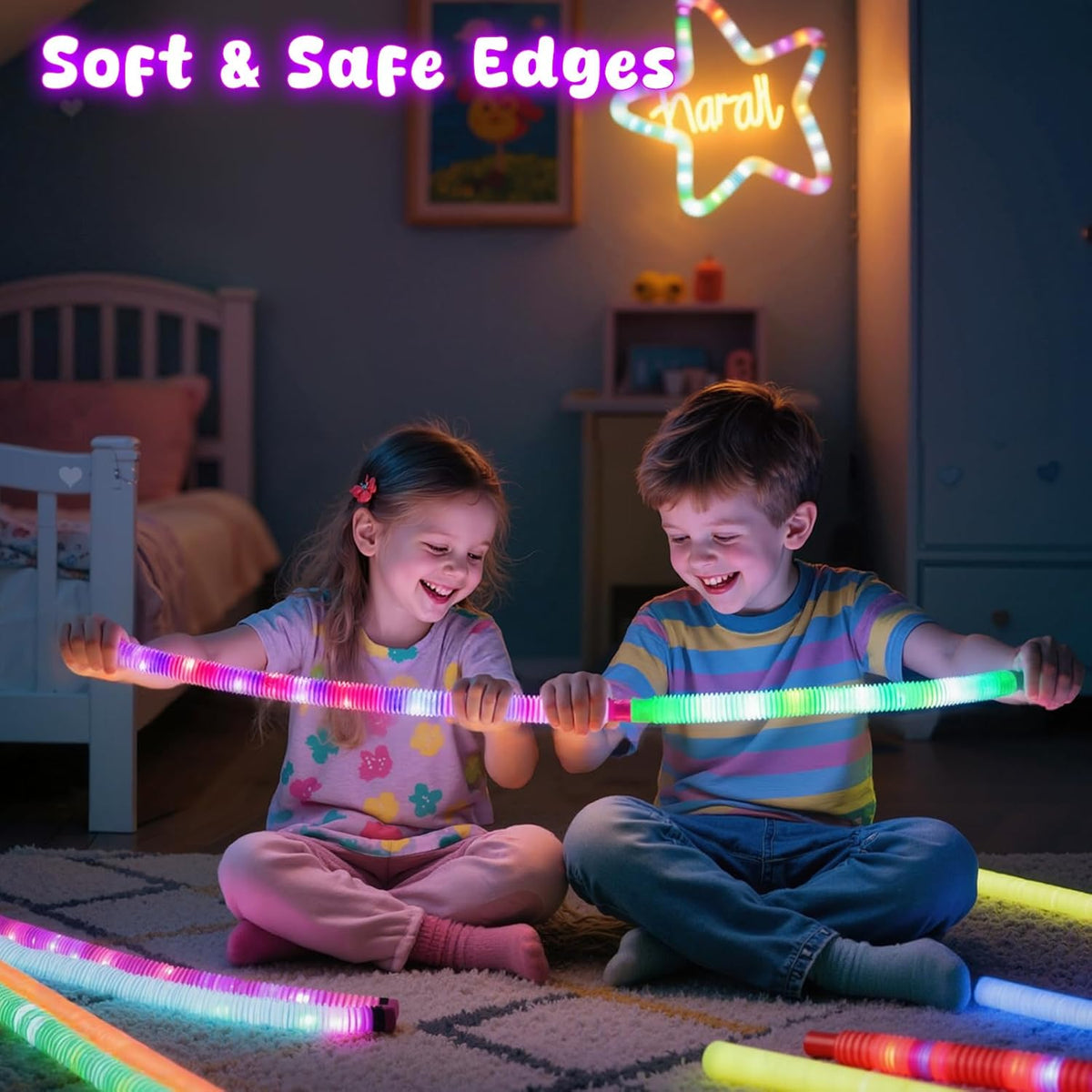 LovesTown 24PCS Glow Sticks Bulk Party Pack, Light Up Party Favors Supplies for Kids, Halloween