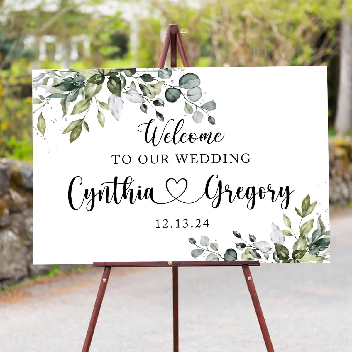 Custom Eucalyptus Wedding Welcome Sign Template, Elegant Eucalyptus Printable Sign for Ceremony or