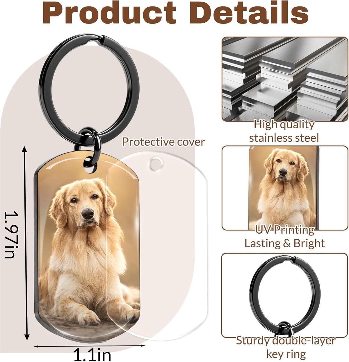 Custom Dog Memorial Photo Keychain Personalized Sympathy Gifts for Loss of Dog Memorial Passing