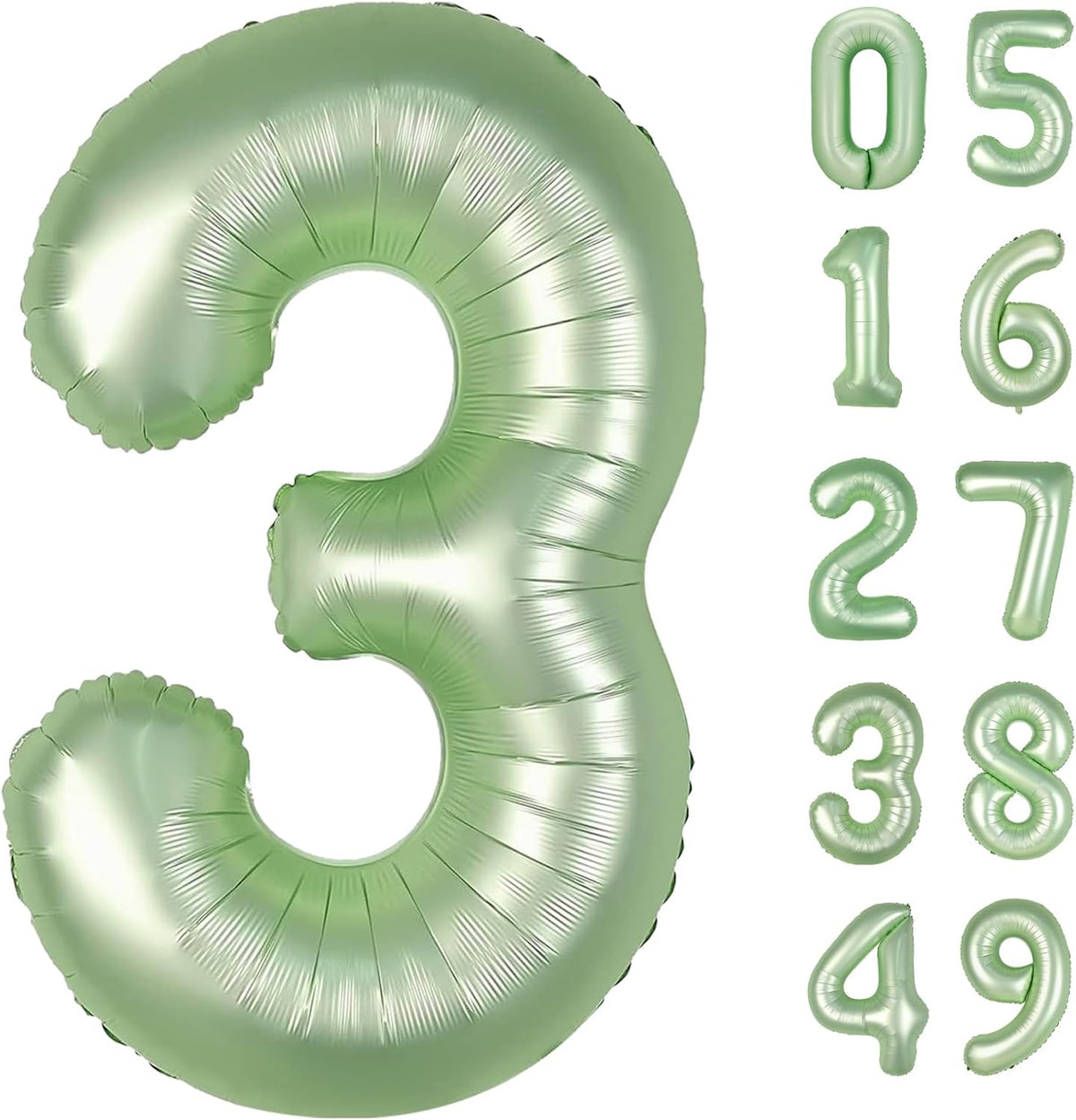 40 Inch Sage Green 3 Large Number Balloon, 3 13 23 30 33 36 Oliver Green Birthday Party