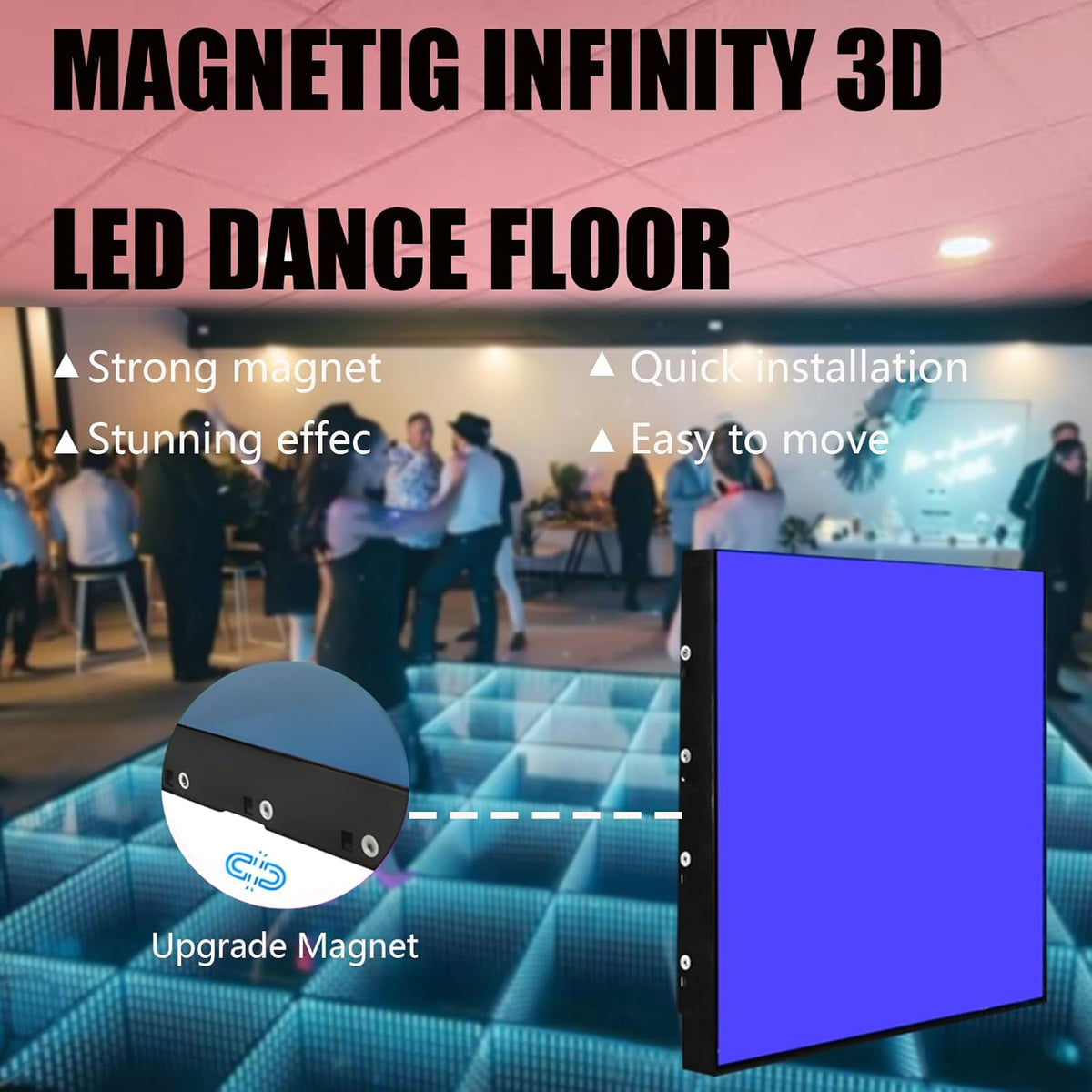 Dance Floor Stage Lights Tempered Glass Infinity Mirror Panel 3D Effect Led Dance Floor for Wedding