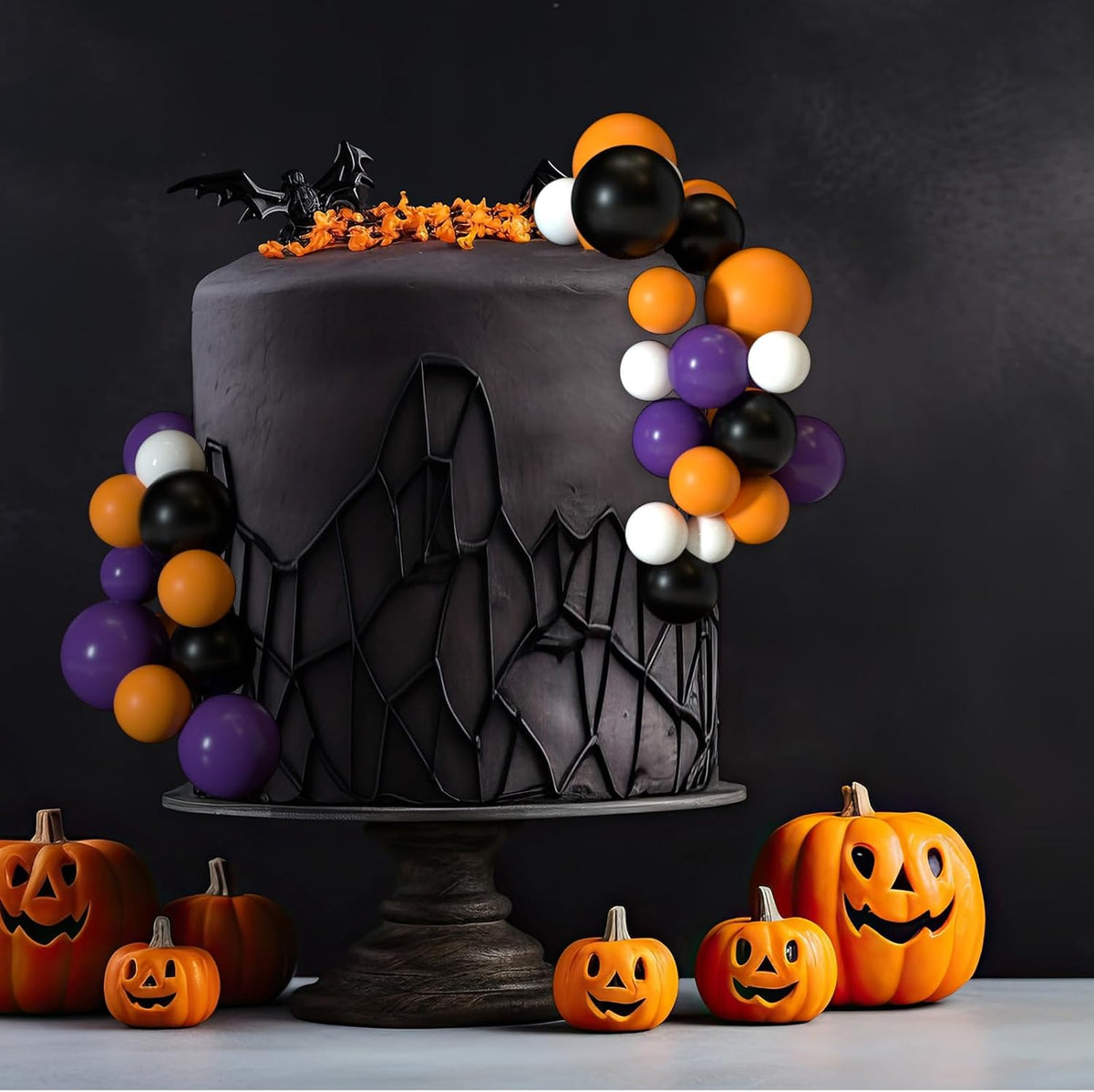 ASTARON 32 Pcs Ball Cake Topper Halloween Decorations Mini Balloons Sticks Foam Balls Birthday Cake