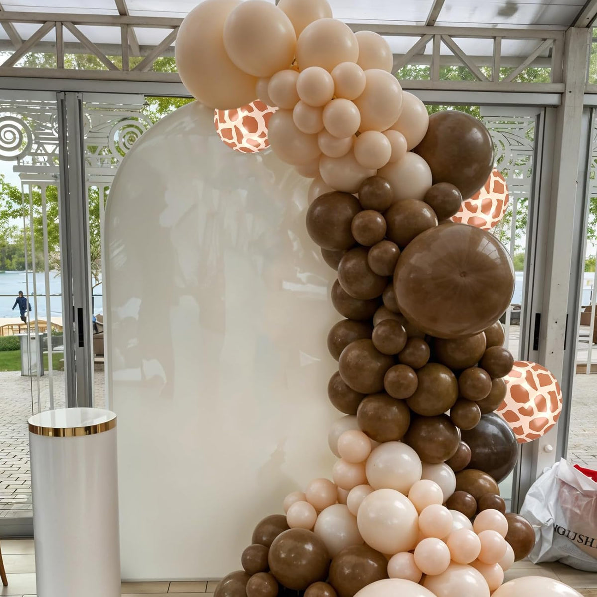 Safari Balloons, 60pcs Jungle Balloons, Brown Gold White Balloon Giraffe Print Balloon For Birthday