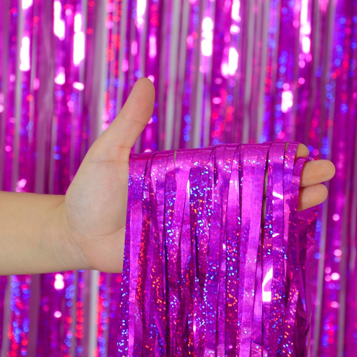 Valentine Backdrop Foil Fringe Curtains Party Decorations - Melsan 3 Pack 3.2 x 8.2 ft Tinsel