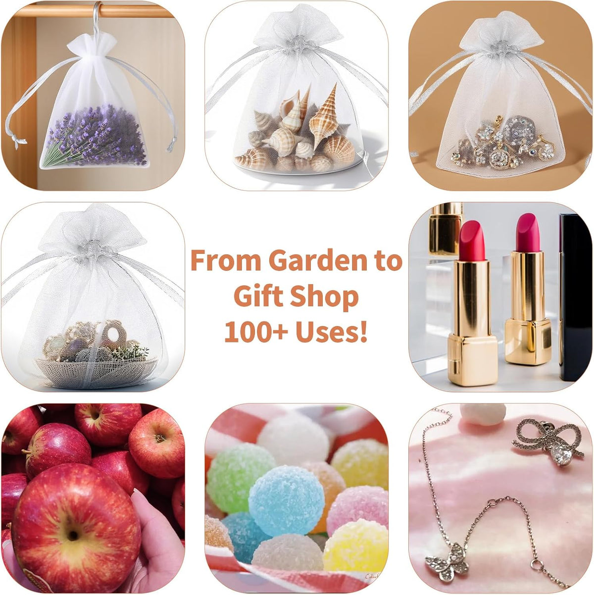 EdgeXcel 120pcs Organza Bags for Small Gift 4x6 Inch - Premium Mesh Bag Drawstring for Wedding