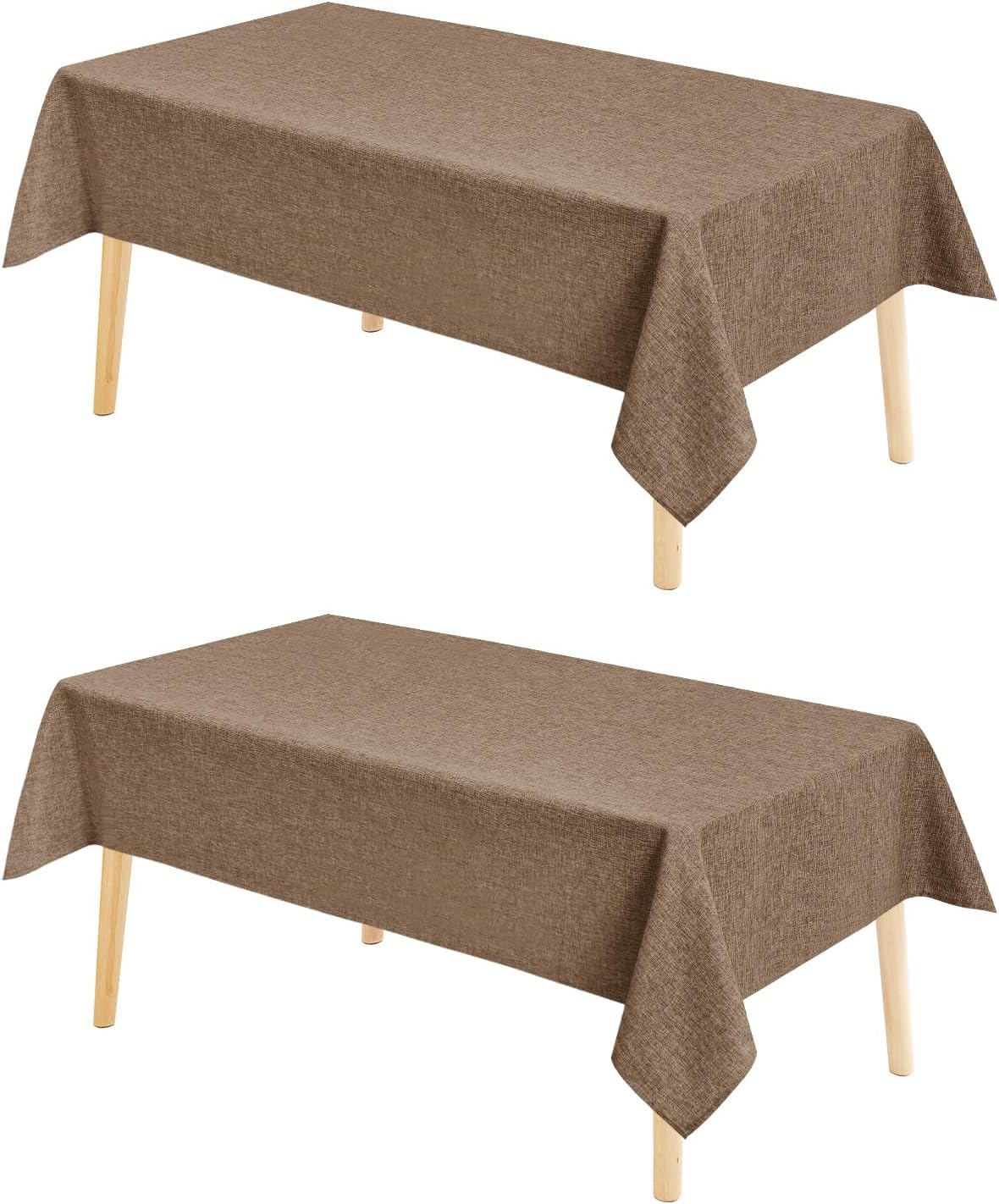 Hiasan 2 Pack Faux Linen Rectangle Tablecloth - Wrinkle and Stain Resistant Washable Table Cloth