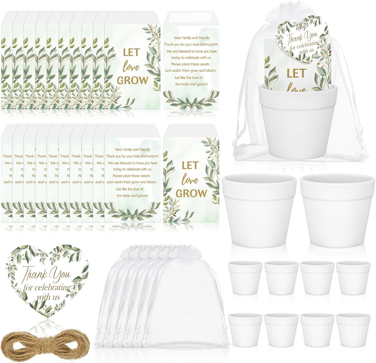 Ctosree 50 Sets Let Love Grow Wedding Favors for Guests Include Self Adhesive Seed Packets (Seed