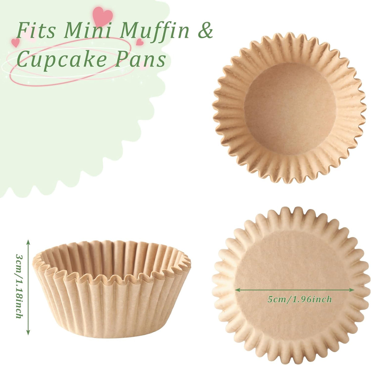 2 inch 1000-Count Mini Cupcake Liners Bright Colorful Muffin Baking Cups, Odorless,Baking Paper