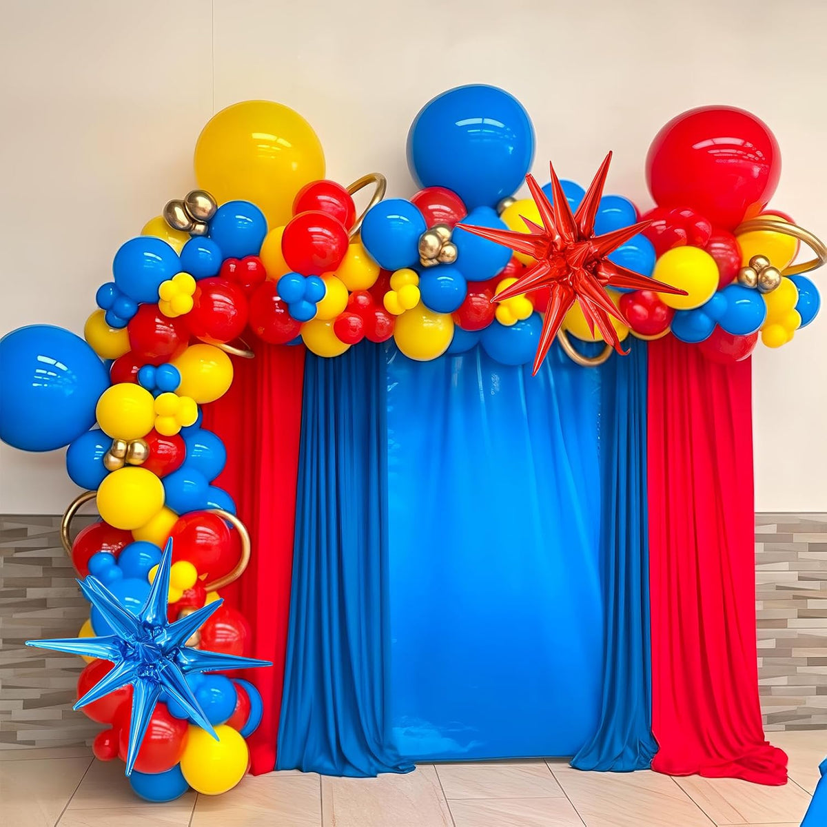 Balloons Red Blue Yellow, 12 Inch Primary Color Helium Balloons with Confetti Latex Balloons