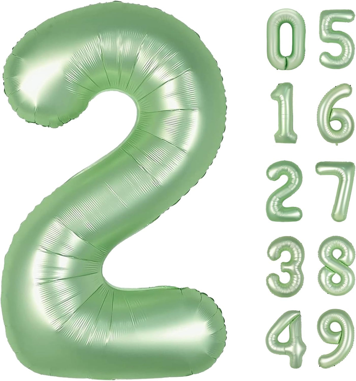Sage Green 40 Inch Big Number Balloon Birthday Decoration, Number 2 Helium Balloon 12 20 22 23 24