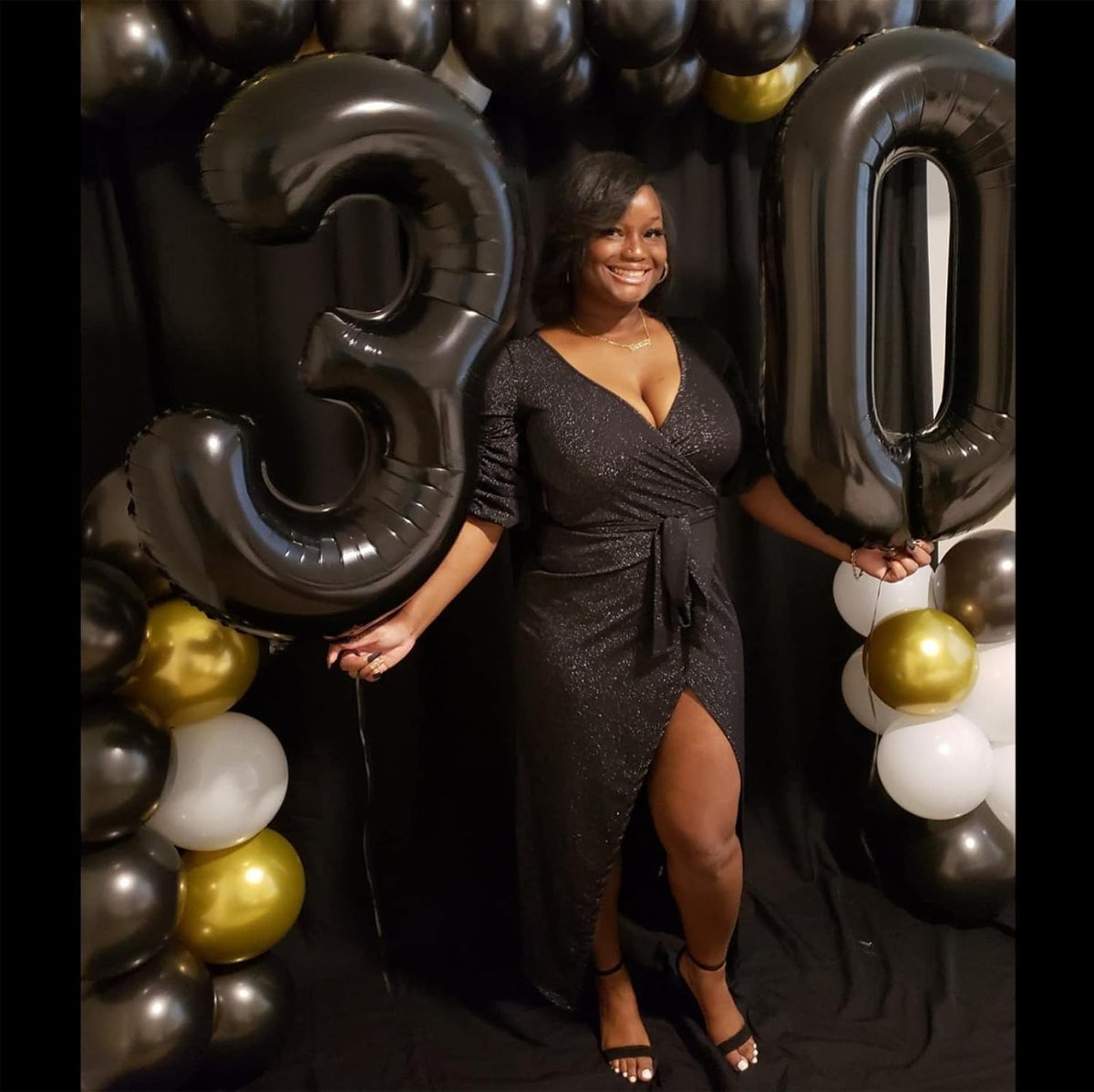40" Black Number 3 Balloon for Birthday Party Decorations, Large Self Inflating Helium Foil Number