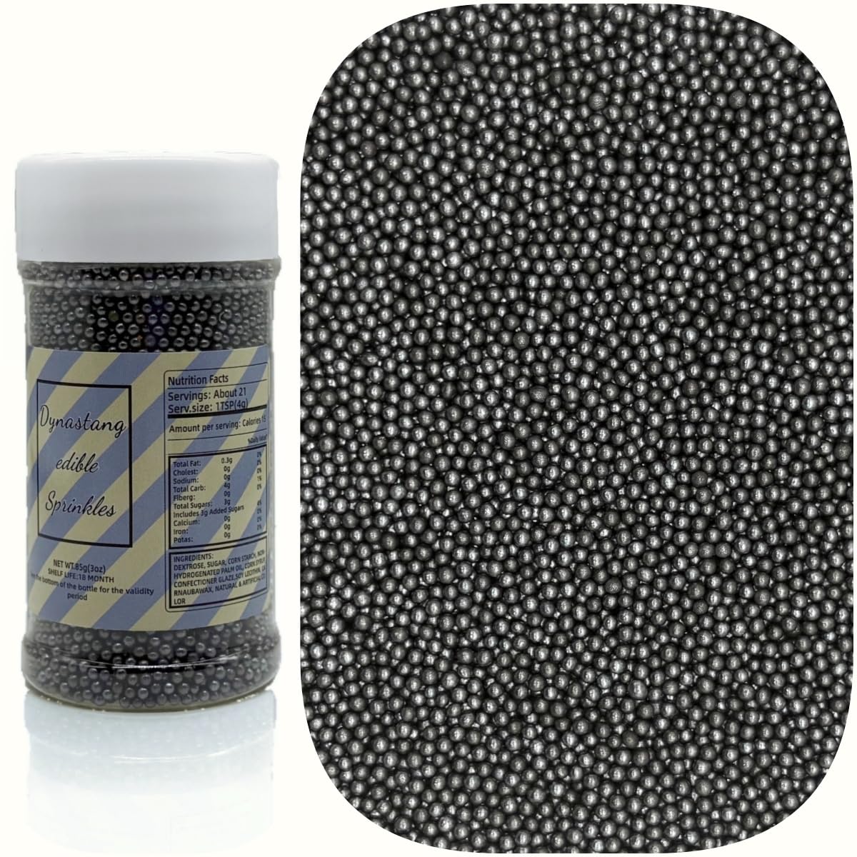 Dynastang 2mm Black Pearls Sprinkles Edible Pearls Cake Decorating Stars Cake Decorations Cupcake