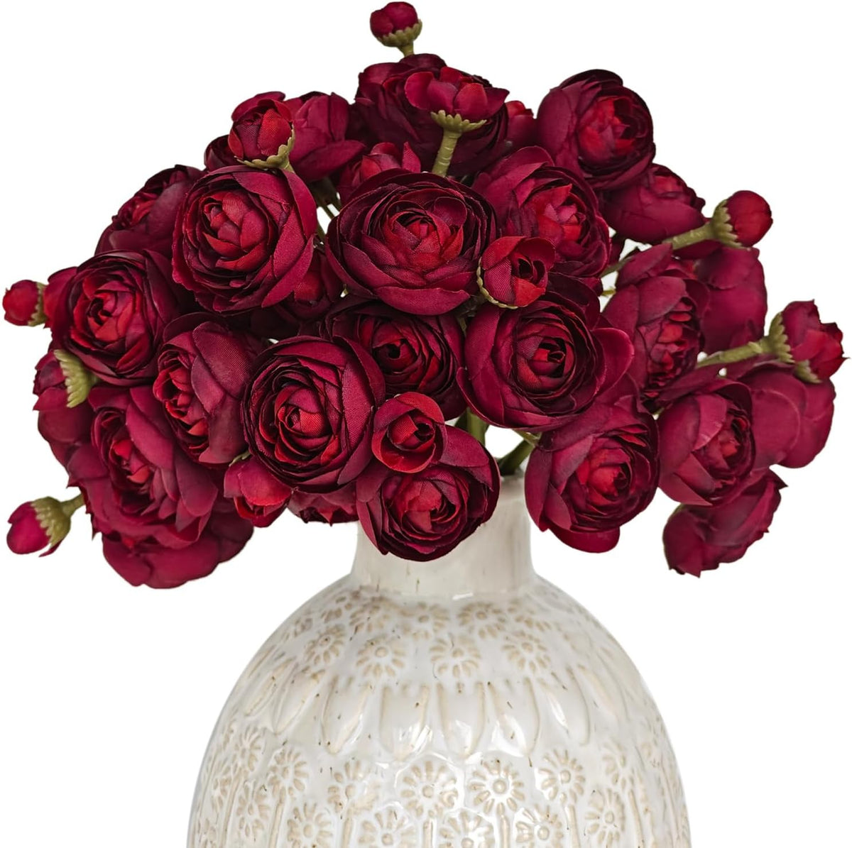 Letjolt Ranunculus Artificial Flower 18 Pcs Red Silk Ranunculus Wedding Bouquet Engagement