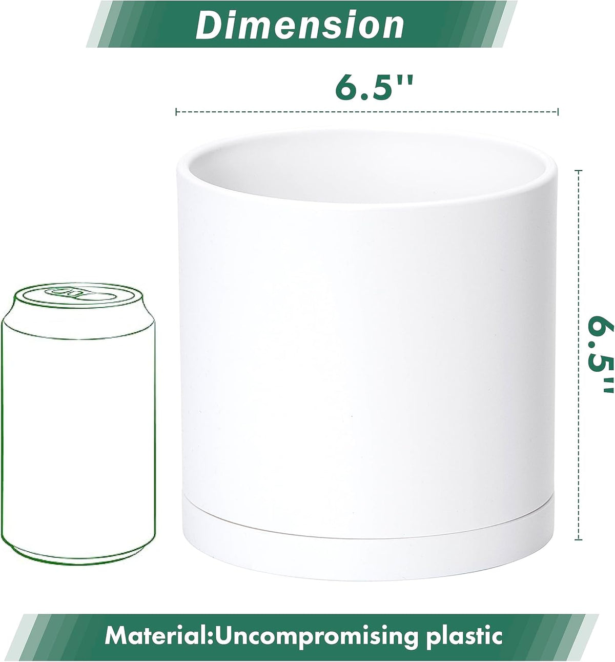 D'vine Dev 2 Pack 6.5 Inch Modern Plastic Plant Pots, Small Garden Planters for Plant with Drainage
