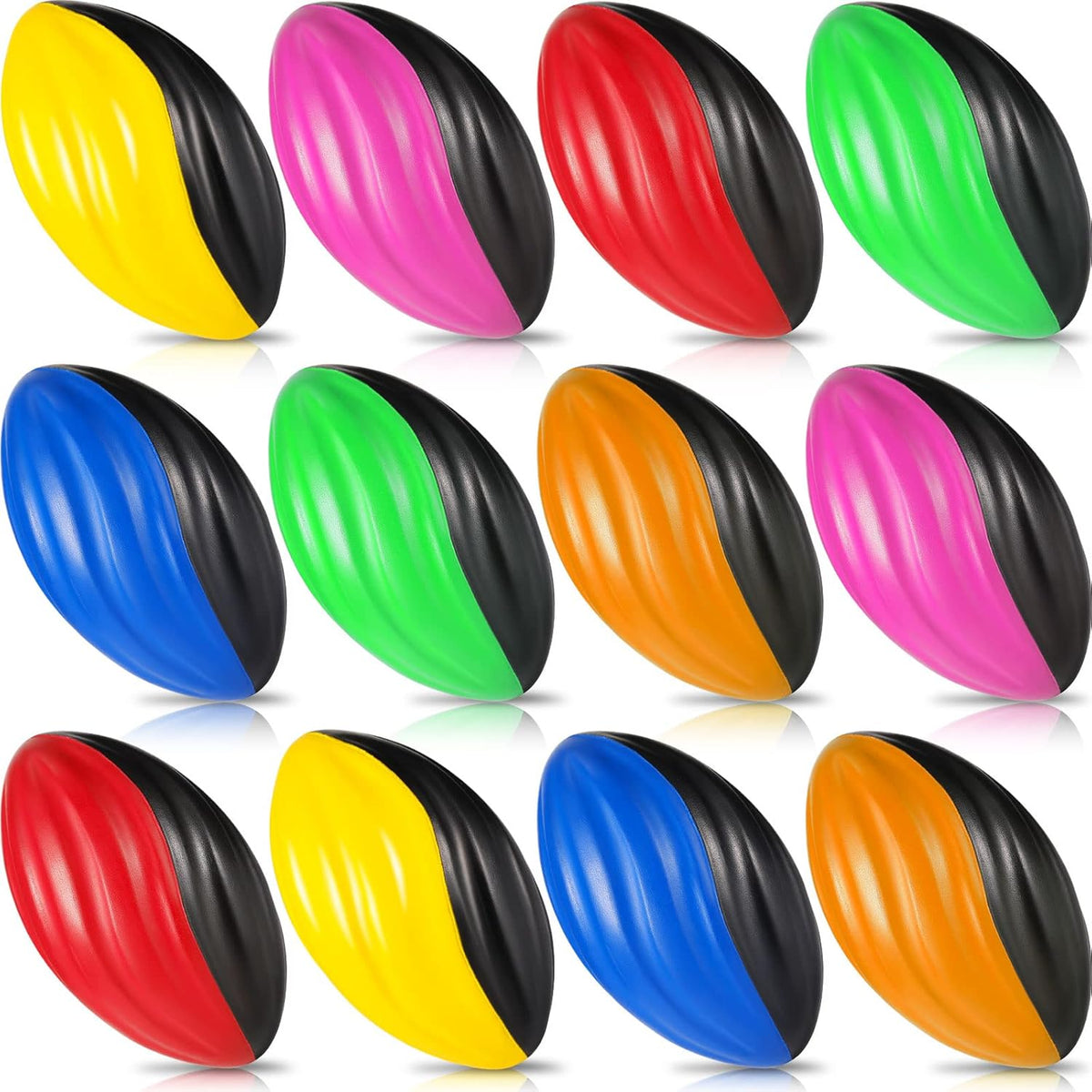 Jerify 12 Pcs Mini Footballs for Kids Spiral Foam Football Bulk 5 Inch Soft Small Waterproof Foam