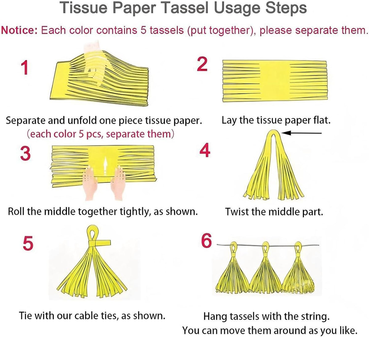 ZOOYOO Fiesta Tassel Garland Tissue Paper Tassel Banner,Table Decor,DIY Kits for Fiesta Party