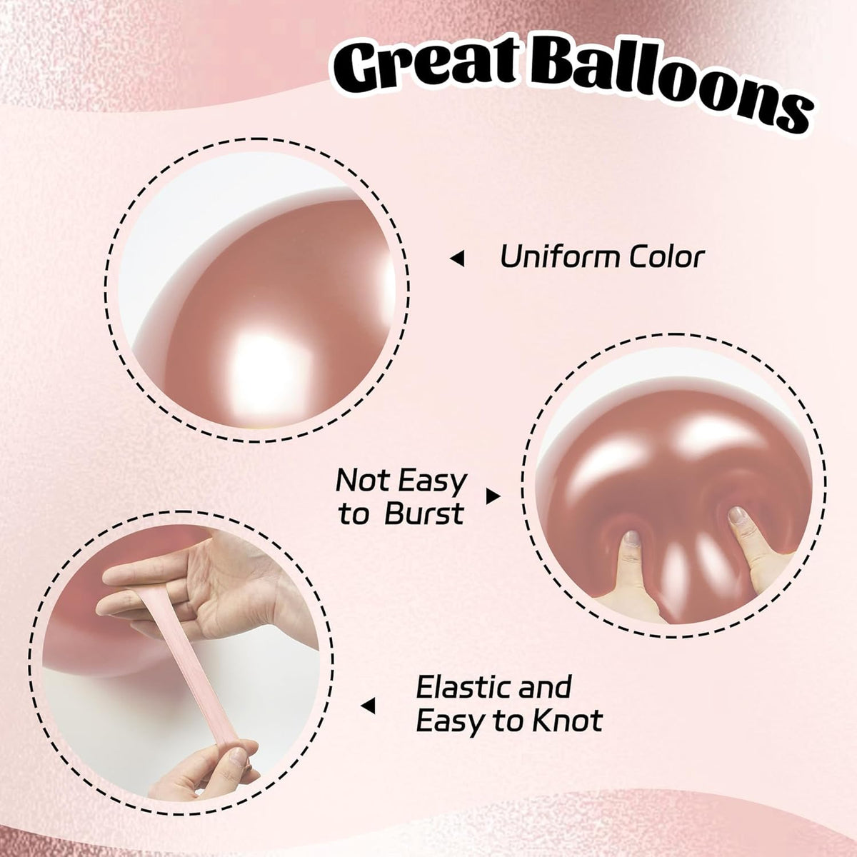 60pcs Rose Gold and Black Balloons 12inch with Rose Gold Confetti Balloons for Wedding Graduation