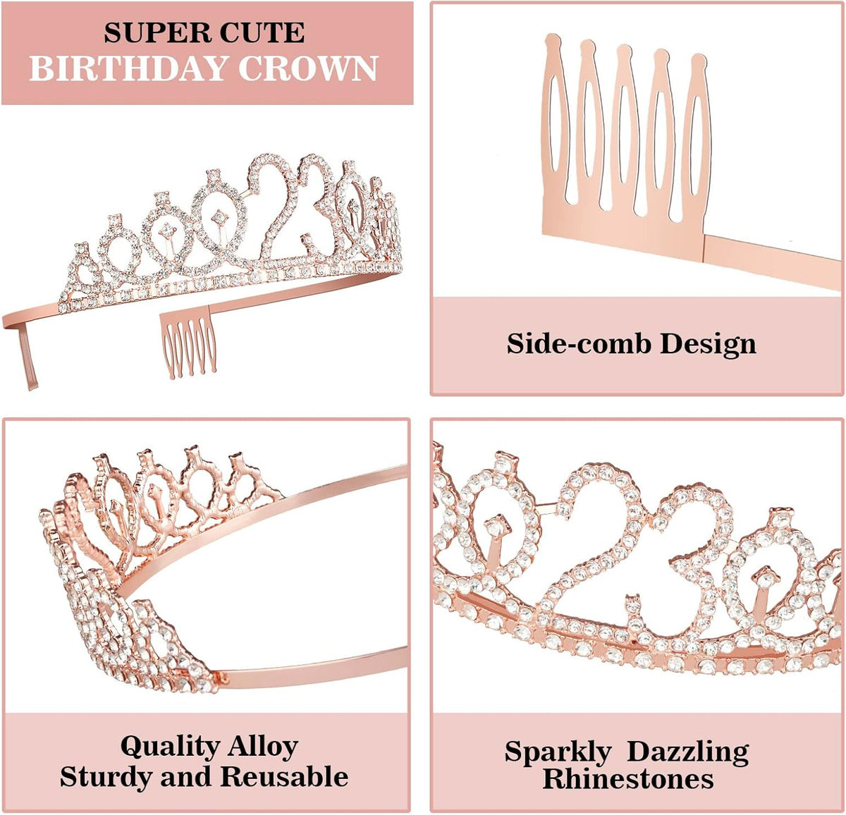 23 Birthday Decorations for Women Including Sash and Tiara, Cake Topper and Candles, 23rd Birthday