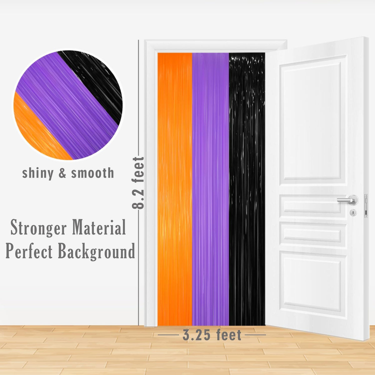 GOER 6.4 ft x 8.2 ft Metallic Tinsel Foil Fringe Party Backdrop for Halloween Birthday Graduation