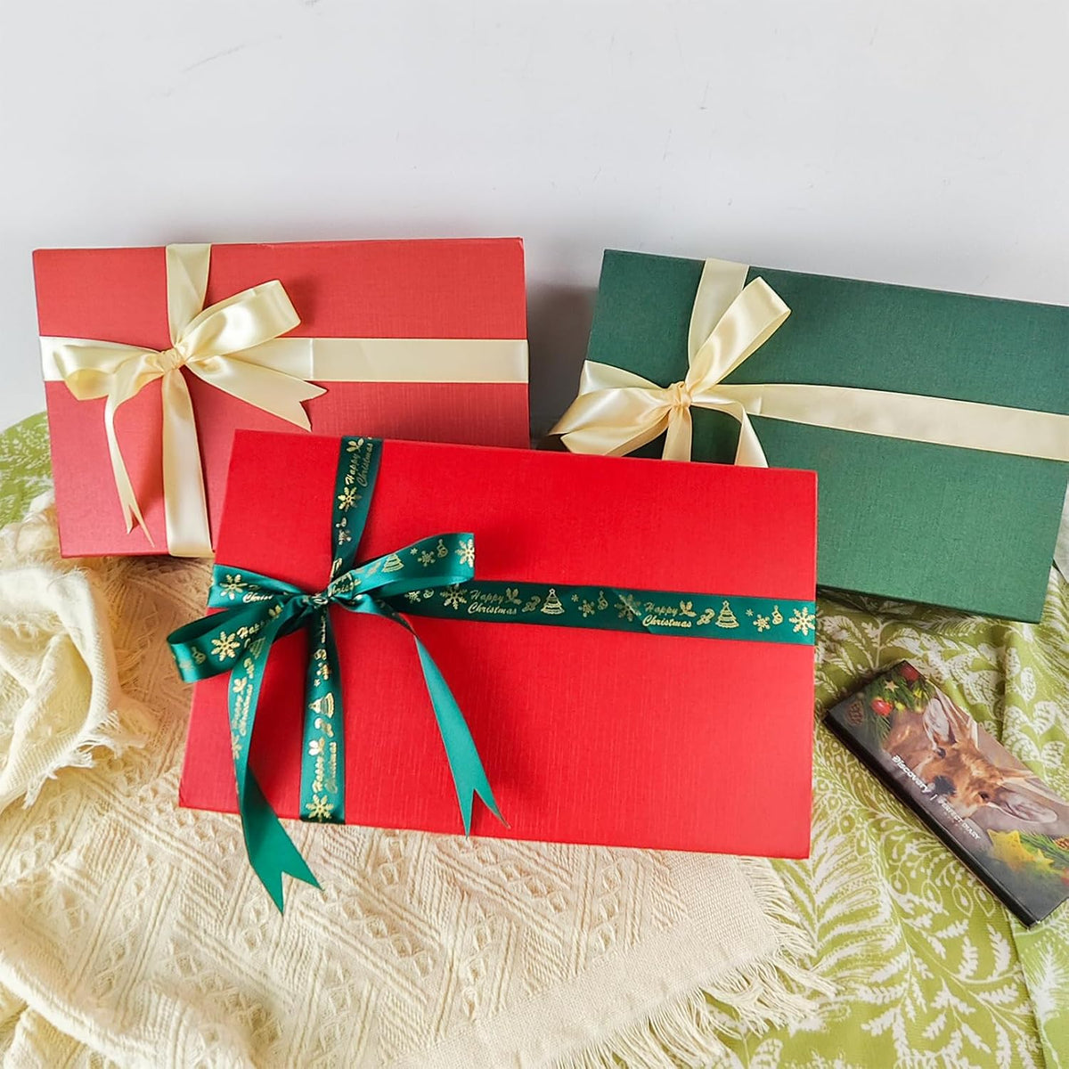 Rinrda Large Christmas Red Gift Box,13.75"x9"x4.5", Gift Boxes with Magnetic Lids for Presents