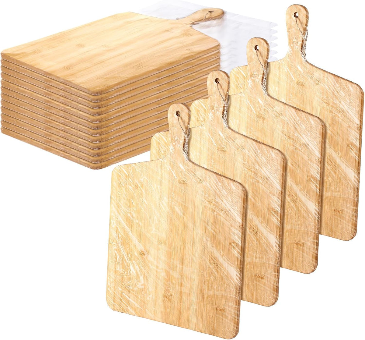Patelai 12 Packs Wooden Cutting Board Set with Handles Large Kitchen Serving Plain Chopping Board