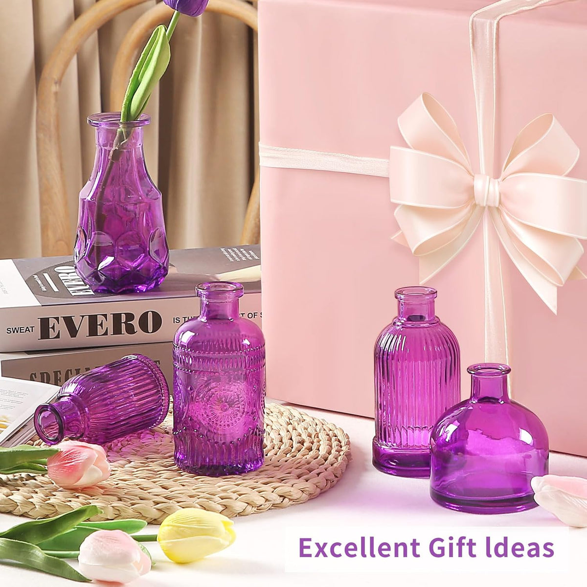 Mini Glass Bud Vases,Versatile Small Bud vases for Home and Wedding Decor, Exquisite Bridal Shower