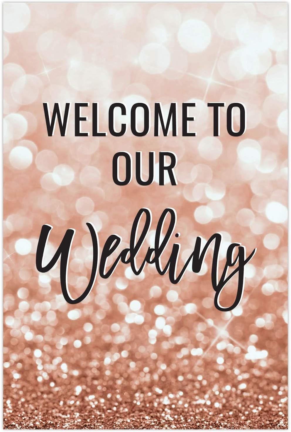 Andaz Press Extra Large Wedding Easel Board Party Sign, 12x18-inch, Glitzy Faux Rose Gold Glitter