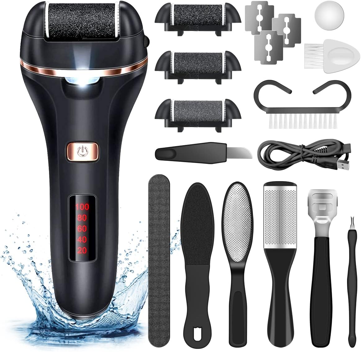 Electric Callus Remover for Feet,Rechargeable Foot File Hard Skin Remover,Waterproof 14 in1