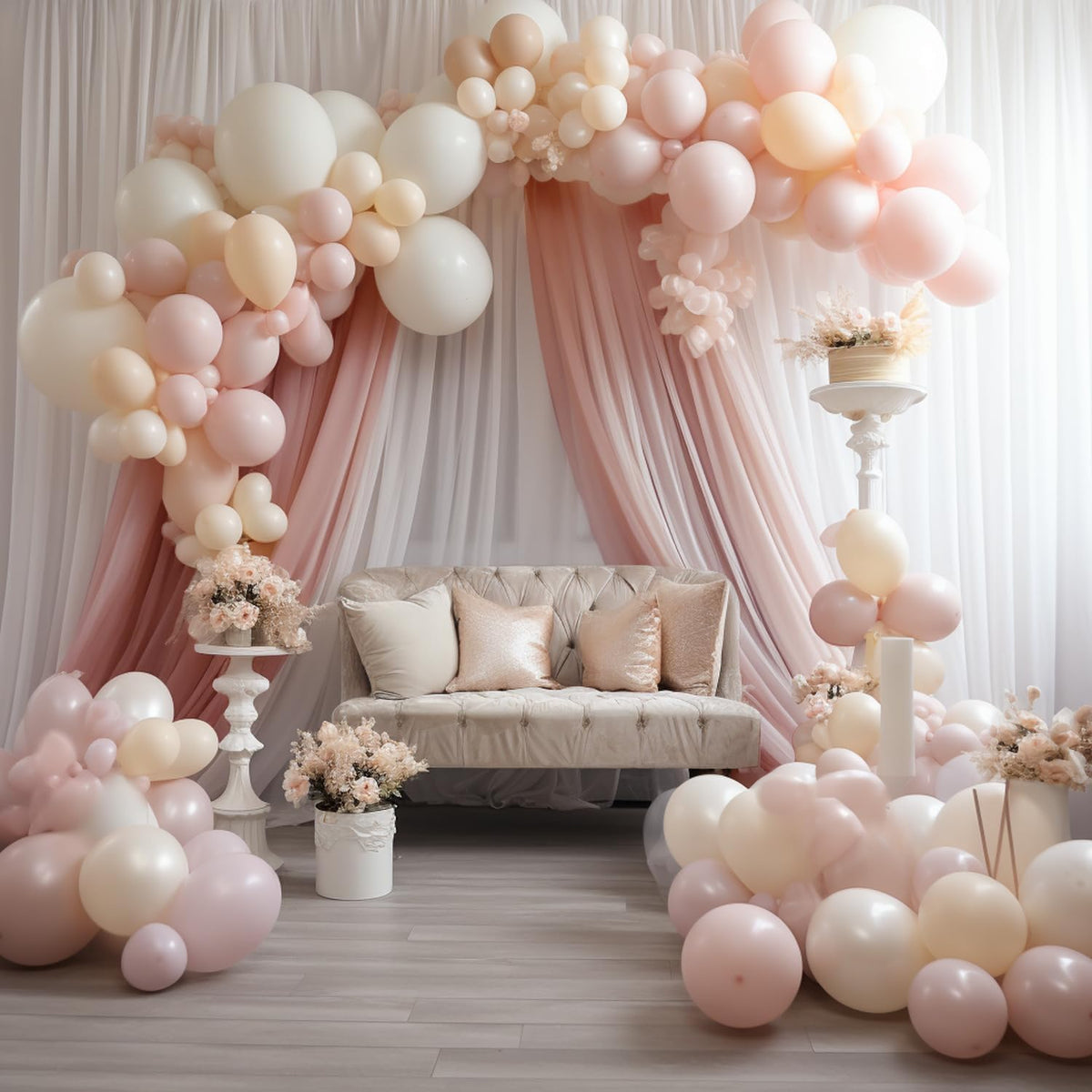 Wokceer Dusty Rose Wedding Arch Draping Fabric Backdrop 3 Panels 28.7" X 20FT Sheer Drapes Fabric