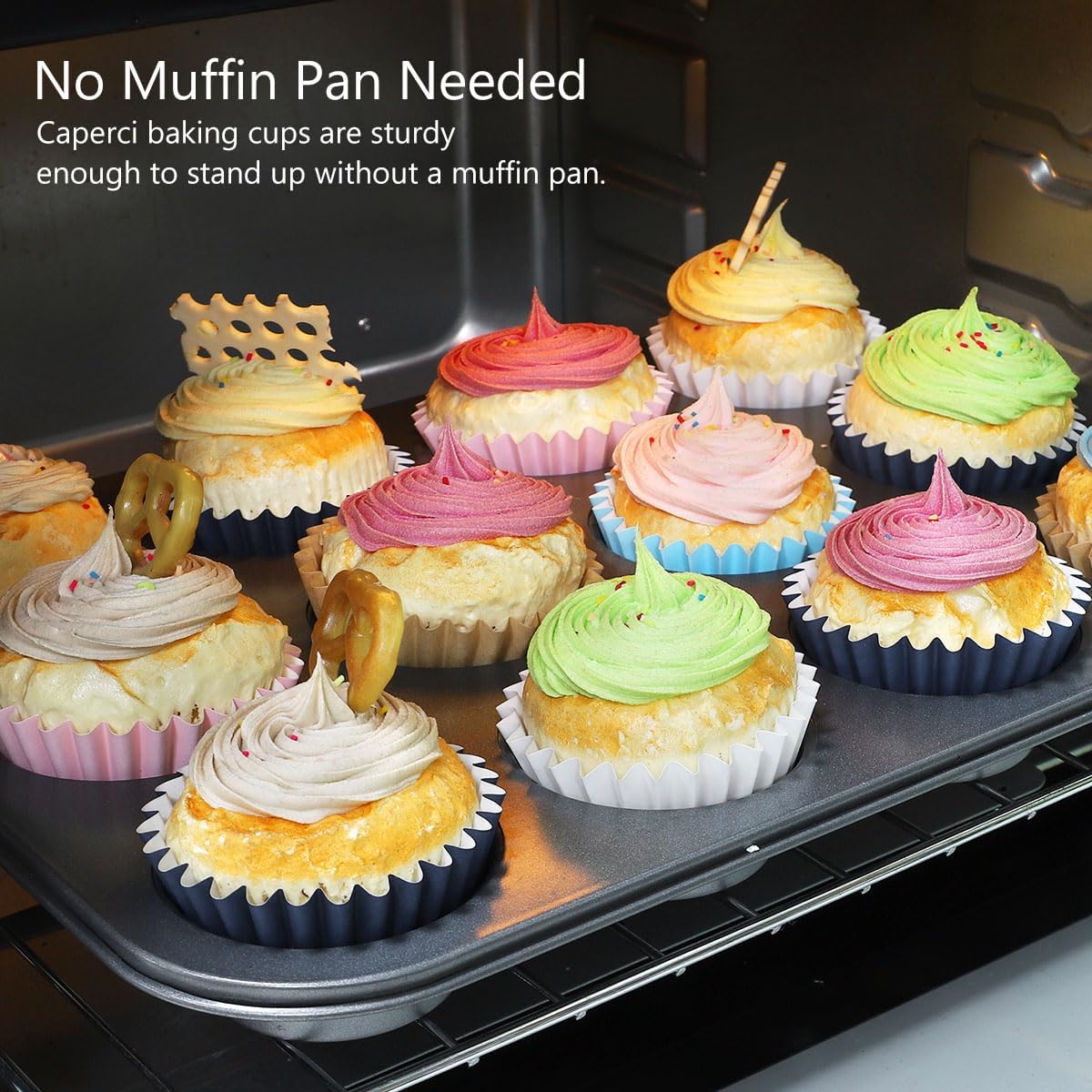 Caperci Grease-Resistant Standard Cupcake Liners 150 Counts - Heavy Duty Paper Muffin Baking Cups