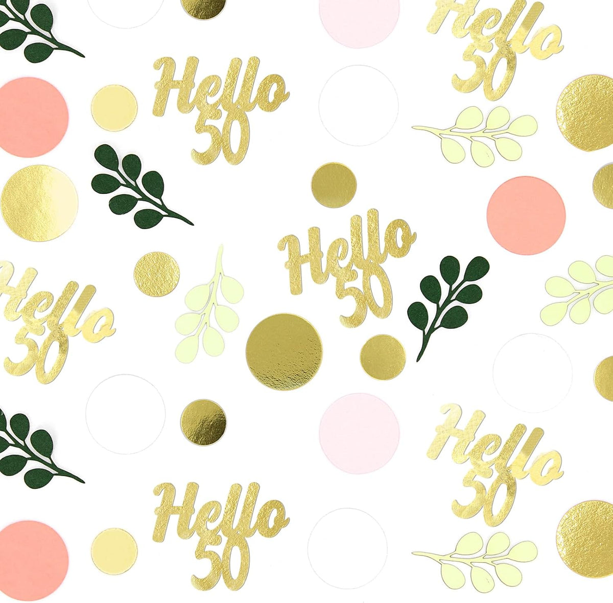 300PC 50TH Birthday Confetti for Table Pink and Sage Green Happy 50TH Birthday Decorations for