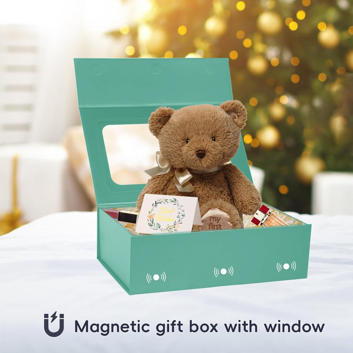 Light Green Large Gift Boxes with Window, 13.5"x9"x4.3" Bridesmaid Boxe for Gift Giving,Birthday