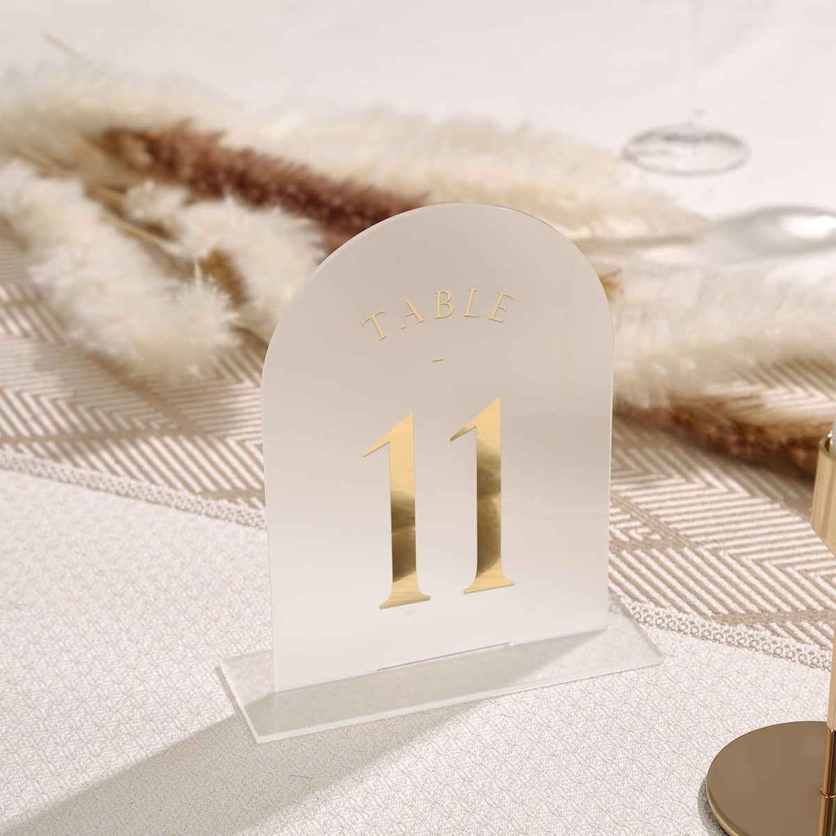 UNIQOOO Frosted Arch Wedding Table Numbers 1-20, Gold Foil Printed 5x7 Acrylic Display Signs and
