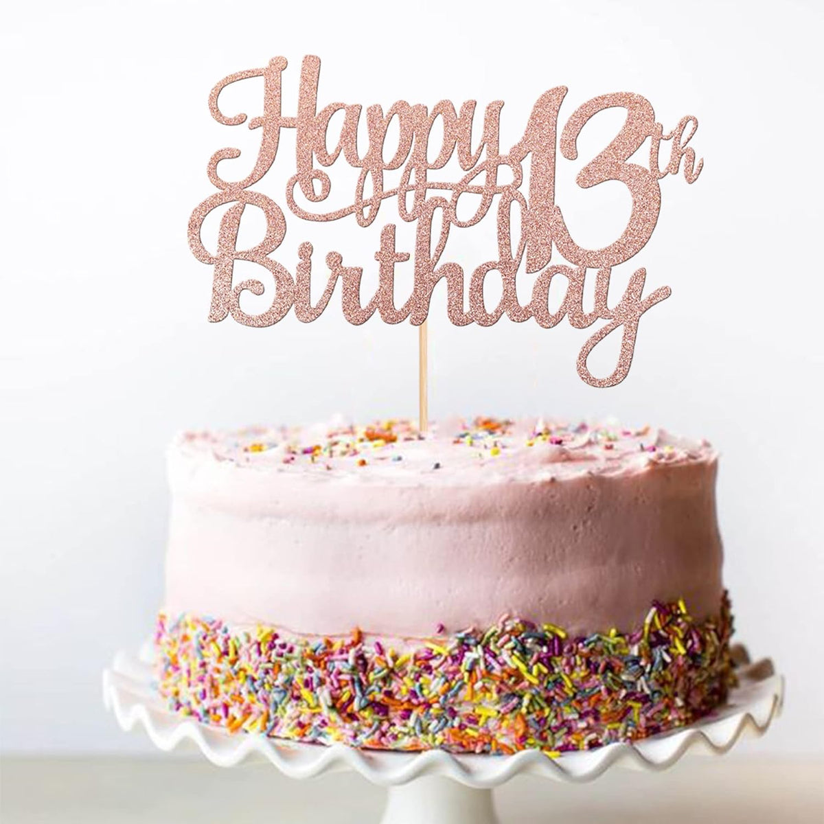 1 PCS Happy 13th Birthday Cake Topper Glitter Cheers to 13 Years Birthday Cake Pick Official