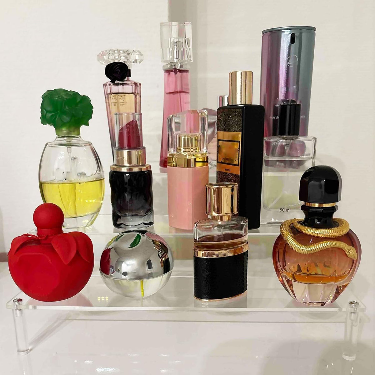 Acrylic 5-Tier Display Stand, Clear Perfume Organizer, Cupcake Stand Holder, Large Shelf Risers for