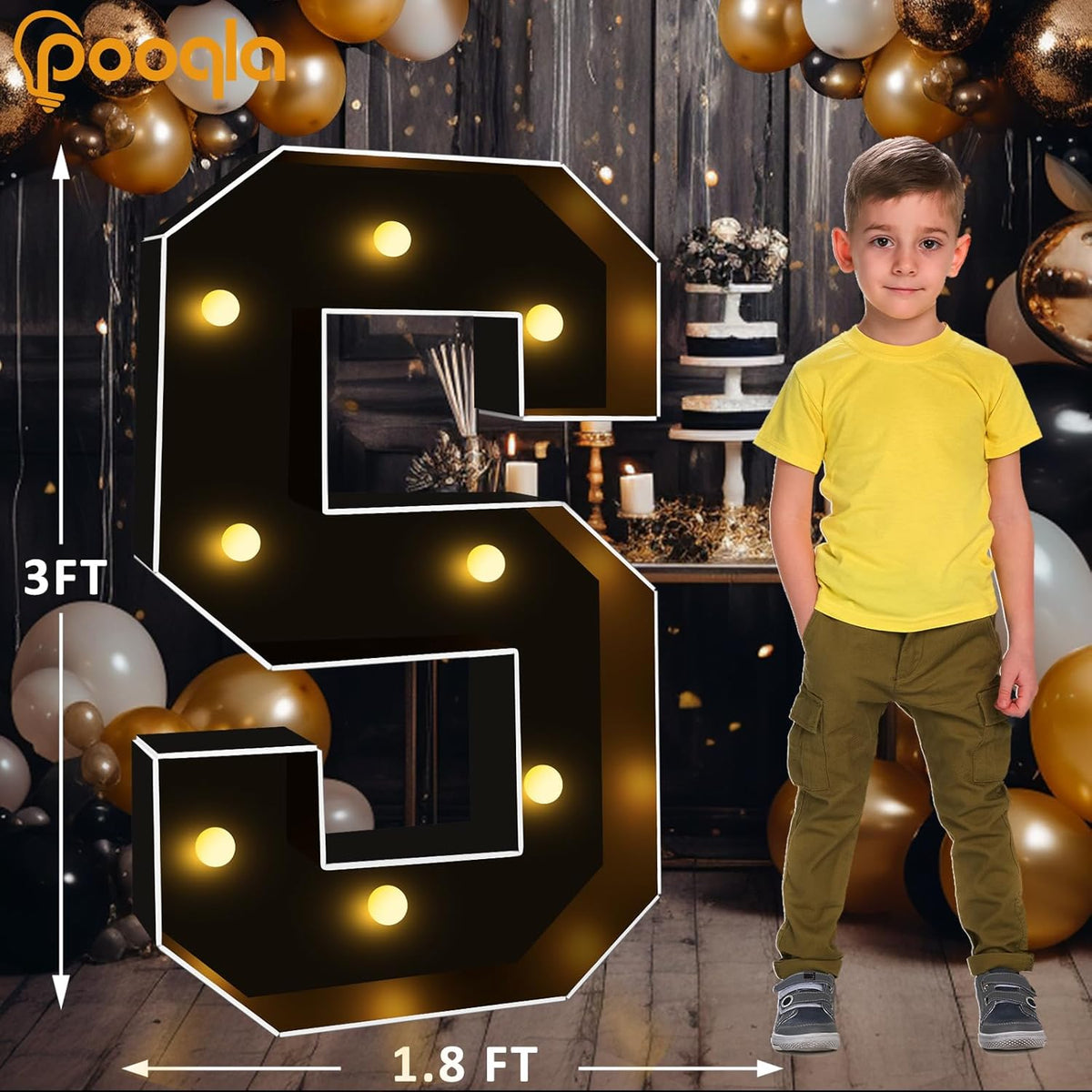 Pooqla 3FT Marquee Light Up Letters, Black LED Party Decor Large Marquee Letters 3 Feet Tall, Giant