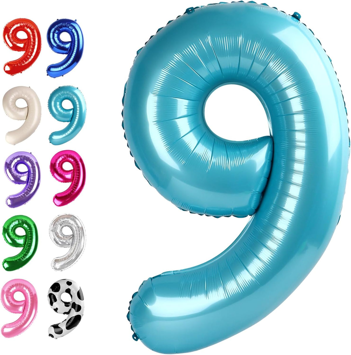 40 Inch Big Pearl Blue 9 Balloon Number, Jumbo Giant Happy 9th 19 29 39 49 99 Birthday Party