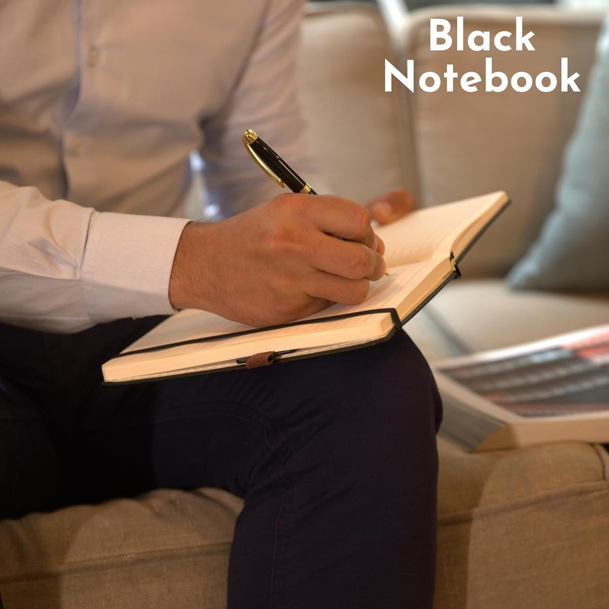 SETTINI Journal Notebook for Writing, Vegan Leather Hardcover Notebook - Pen loop, Back Pockets &