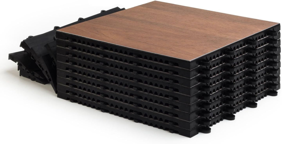 Big Floors 3X3DKMAPLEFLOOR Interlocking Lightweight Plastic Modular Dance Floor Kit (3' x 3'), Dark