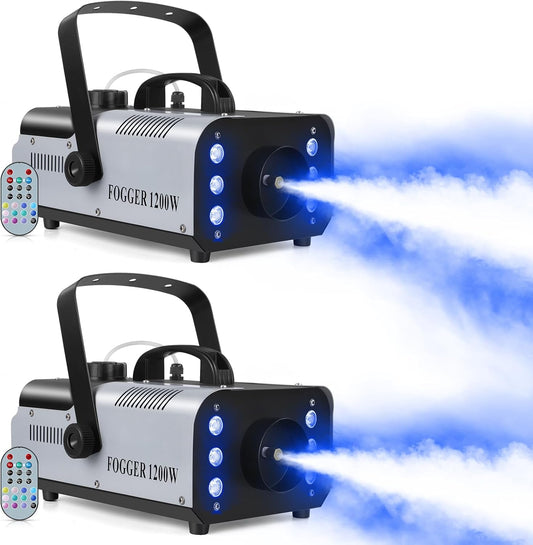 1200W RGB Fog Machine, 6 Colorful LED Lights for Smoke Machine Indoor/Outdoor Use, Perfect for