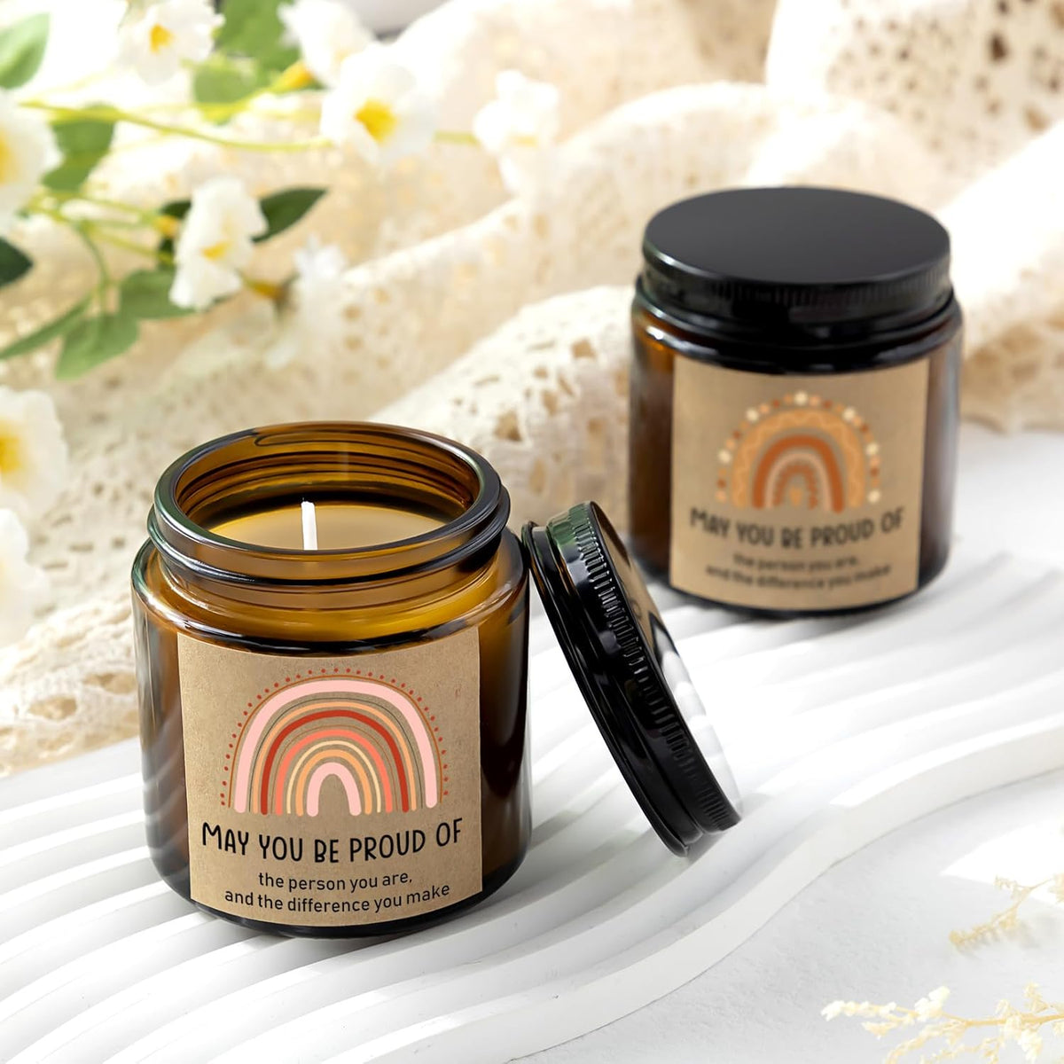 MTLEE 20 Pcs Thank You Gifts Candles 3.5 oz Employee Appreciation Inspirational Scented Soy Wax
