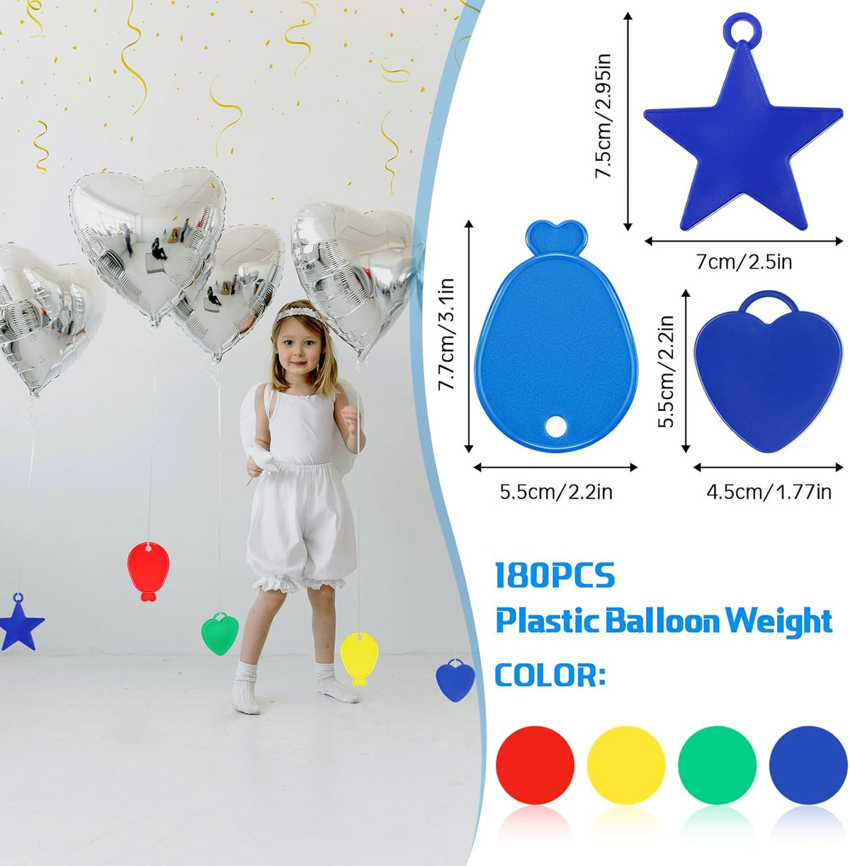 180 Pcs Plastic Balloon Weights Colorful Weights for Balloons for Birthday Party Christmas Wedding