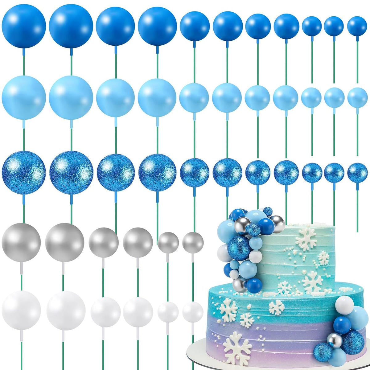 Tondiamo 108 Pcs Balls Cake Topper DIY Cupcake Insert Foam Balloons for Cake Baking Wedding