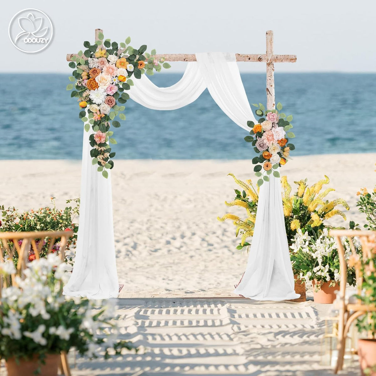 Wedding Arch Flowers Kit,Artificial Flower Arch Decor,2pcs Artificial Flower Arrangement for